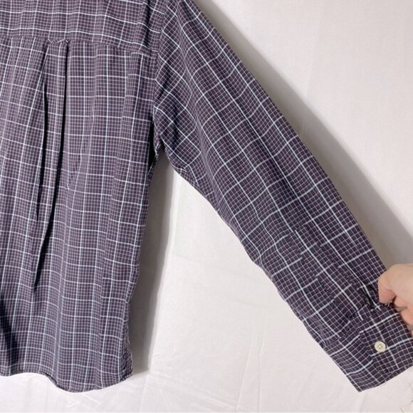 Chaps Purple Black White Plaid Long Sleeve Casual Button Up Shirt M - Picture 6 of 11